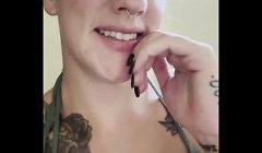 Big tit slut Lola Maverick pees in dirty public bathroom