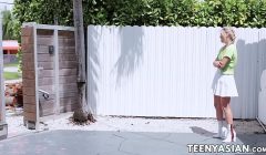 Cute Asian teen Sofia Su moans while fucked by delivery guy