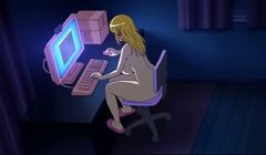 Hentai blonde masturbates on webcam