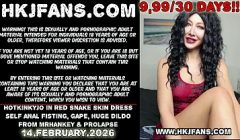 Hotkinkyjo in red snake skin dress self anal fisting, gape, huge dildo from mrhankey & prolapse