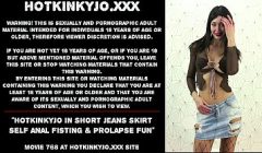 Hotkinkyjo in short jeans skirt self anal fisting & prolapse fun