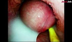 This obedient maid fulfills all my desires, footjob, riding and pussy creampie with endoscopy JessiJek