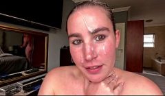 UNFAITHFUL HOTWIFE sends CUCKOLD husband selfie BLOWJOB with CUM FACIAL