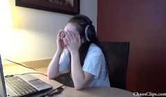 18 year old Lenna Lux masturbating in headphones