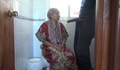 A horny Turkish muslim cuckold wife has sex in public toilet with american soldier