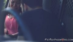 Asian hitchhiker Mena Mason rammed after van throat fuck