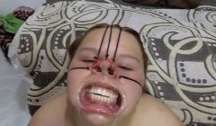 BBW BONDAGE face with cum on it