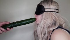 Blindfolded dumb friend’s wife tricked into sucking my dick and swallowing cum with the taste game.