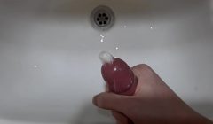 Cumming into Condom in Bathroom