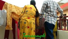 छत पर कपड़े सुखाने गई देसी भाभी को पकड़कर चोद ड़ाला