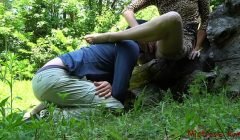 Femdom bdsm in a public park HD