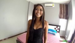 Foxy Asian babe bends down and engulfs my cock