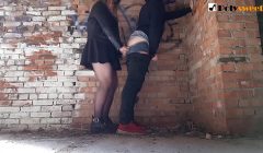 Fucked her BF in an abandoned building (Pegging)