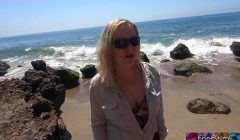 Fucking doggystyle on a public beach (POV) – Erin Electra