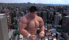 Giant Man Flexing His Muscles & Shooting His Shot