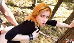 Girlfriend Deepthroat and Passionate Fuck in the Wood – Cum on Tongue