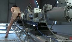 Hot babe ass fucked by big machines