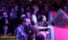 Hot blonde strip on a rock concert