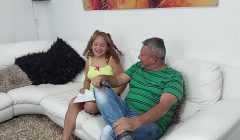 Hot stepdad fucks little Bony and makes her suck his huge cock.