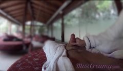 My teacher sucks her student’s cock in public club while people walk near – MissCreamy