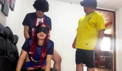 Novia es Engañada con los Ojos Vendados por su Novio que Tiene que Pagar la Deuda del Partido de Futbol NTR
