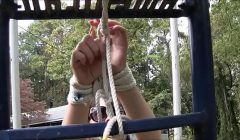 Nyssa Nevers Tied To The Slide, Outdoor Bondage