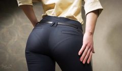 Perfect Ass Asian In Tight Work Trousers Teases Visible Panty Line