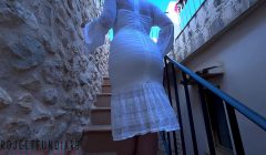 public outdoor city quickie on stairs with girl in white tight bodycon dress – projectfundiary