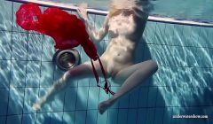 Russian teenie Lucie goes underwater swimming