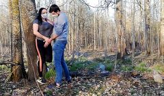 Sex on nature with corona mask