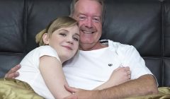 Sexy blonde bends over to get fucked by grandpa big cock