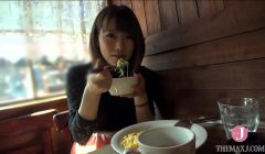 She rubs her tits, sucks and licks her nipples, and rolls them around with her tongue, making her moan in a husky voice!