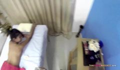 Skinny Oriental allows masseur to roam her naked body