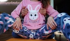 stepbrother teasing small tits and wet pussy stepsister in pajamas