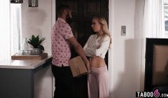 Stepdad seduced by his teen stepdaughters cute blonde friend