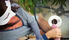 Stunning Girl does Blowjob, Cum in Coffee, Pee Play