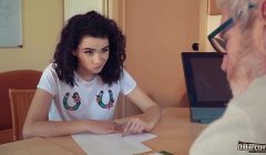 Teen fucks old man rides his big cock and sucks it deepthroat licking his balls