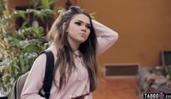 Teen tourist Athena Faris in an Airbnb in Germany with a much older guy