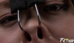 Tied up Japanese chick with red panties gets filmed in the prison