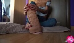 Tiny Babe Play Monster Dildo – Foot Fetish