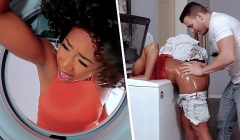 Touching my Girlfriend’s Black sMom Stuck in the Washing Machine – MILFED