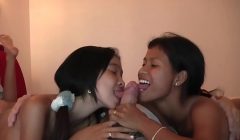 two thai hookers give a nice tandem blowjob….