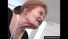 Very old woman in a wheelchair to get around  is still horny