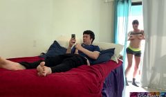 Voyeur stepmom fucks stepson after catching him masturbating