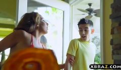 Young guy gets lucky with three MILFS at this bbq party