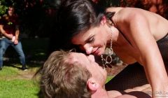 India Summer and her husband in the garden